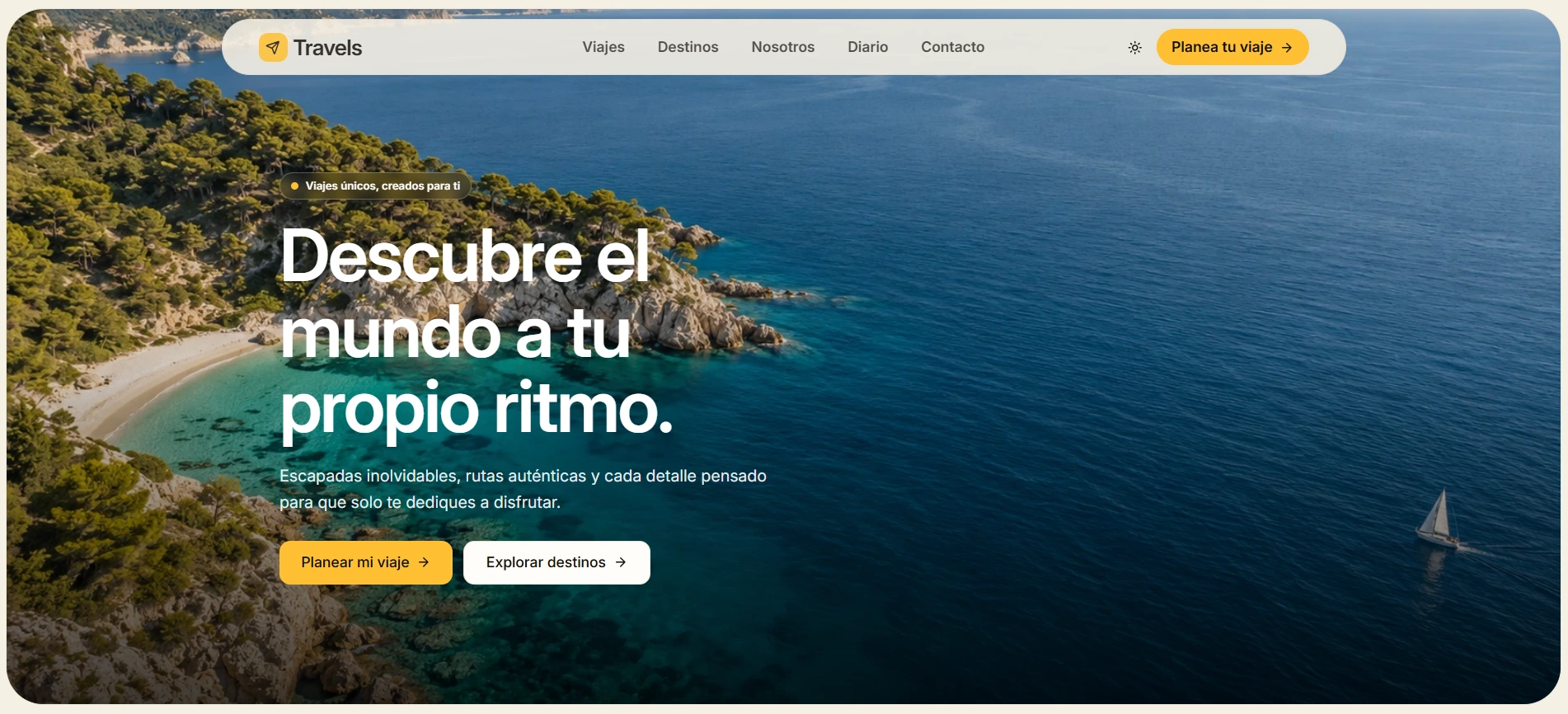 Vista previa del sitio web de Travels